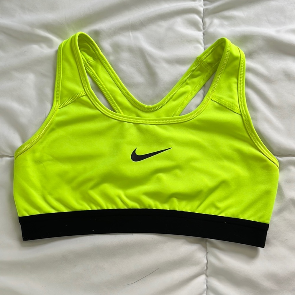 Neon yellow Nike pro sports bra
